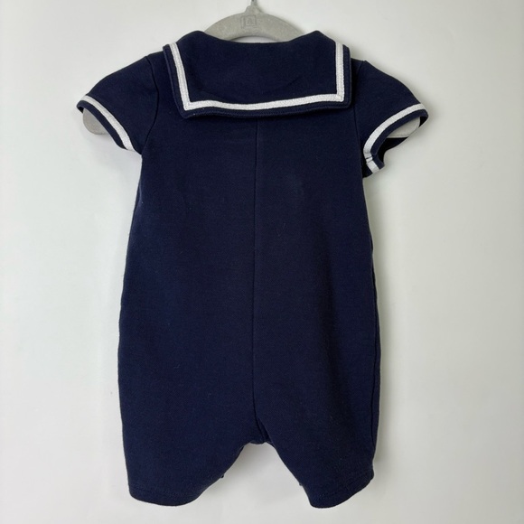Janie And Jack Navy Blue Cotton Short Sleeve Sailor Romper 0-3 Months - Picture 2 of 5